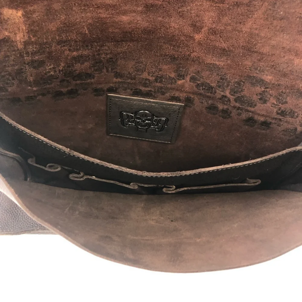 DUSSAULT brown leather Limited Edition Gene Simmons messenger bag
